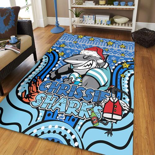 Cronulla-Sutherland Sharks Christmas Custom Area Rug - Christmas Knit Patterns Vintage Jersey Ugly Area Rug Cronulla-Sutherland Sharks Christmas Custom Area Rug - Christmas Knit Patterns Vintage Jersey Ugly Area Rug