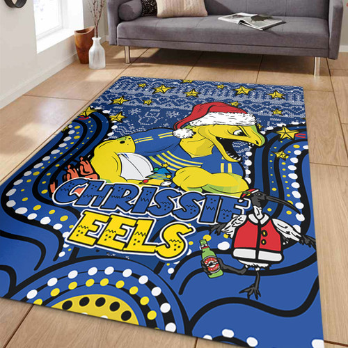 Parramatta Eels Christmas Custom Area Rug - Christmas Knit Patterns Vintage Jersey Ugly Area Rug