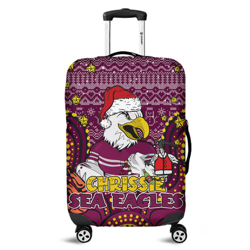 Manly Warringah Sea Eagles Christmas Custom Luggage Cover - Christmas Knit Patterns Vintage Jersey Ugly Luggage Cover Manly Warringah Sea Eagles Christmas Custom Luggage Cover - Christmas Knit Patterns Vintage Jersey Ugly Luggage Cover