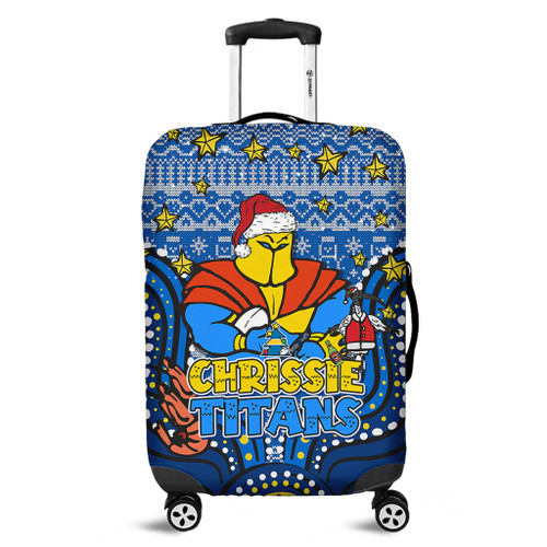Gold Coast Titans Christmas Custom Luggage Cover - Christmas Knit Patterns Vintage Jersey Ugly Luggage Cover Gold Coast Titans Christmas Custom Luggage Cover - Christmas Knit Patterns Vintage Jersey Ugly Luggage Cover