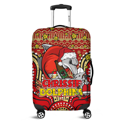 Redcliffe Dolphins Christmas Custom Luggage Cover - Christmas Knit Patterns Vintage Jersey Ugly Luggage Cover Redcliffe Dolphins Christmas Custom Luggage Cover - Christmas Knit Patterns Vintage Jersey Ugly Luggage Cover