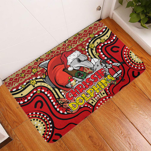 Redcliffe Dolphins Christmas Custom Doormat - Christmas Knit Patterns Vintage Jersey Ugly Doormat Redcliffe Dolphins Christmas Custom Doormat - Christmas Knit Patterns Vintage Jersey Ugly Doormat