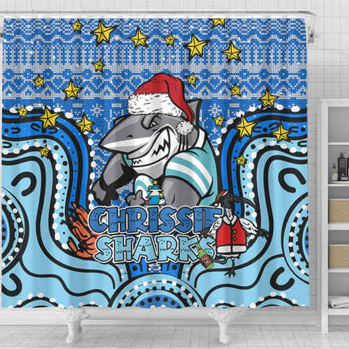 Cronulla-Sutherland Sharks Christmas Custom Shower Curtain - Christmas Knit Patterns Vintage Jersey Ugly Shower Curtain Cronulla-Sutherland Sharks Christmas Custom Shower Curtain - Christmas Knit Patterns Vintage Jersey Ugly Shower Curtain