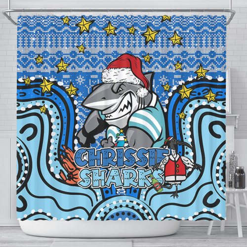Cronulla-Sutherland Sharks Christmas Custom Shower Curtain - Christmas Knit Patterns Vintage Jersey Ugly Shower Curtain Cronulla-Sutherland Sharks Christmas Custom Shower Curtain - Christmas Knit Patterns Vintage Jersey Ugly Shower Curtain