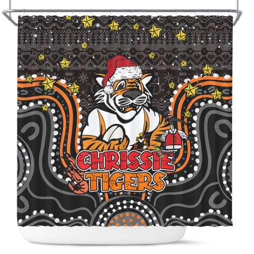 South Western of Sydney Tigers Christmas Custom Shower Curtain - Christmas Knit Patterns Vintage Jersey Ugly Shower Curtain