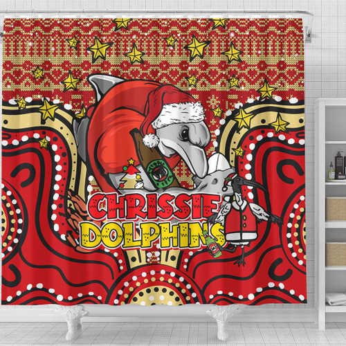Redcliffe Dolphins Christmas Custom Shower Curtain - Christmas Knit Patterns Vintage Jersey Ugly Shower Curtain Redcliffe Dolphins Christmas Custom Shower Curtain - Christmas Knit Patterns Vintage Jersey Ugly Shower Curtain