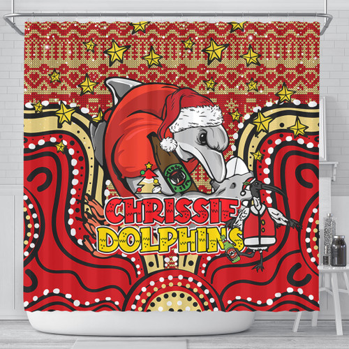 Redcliffe Dolphins Christmas Custom Shower Curtain - Christmas Knit Patterns Vintage Jersey Ugly Shower Curtain Redcliffe Dolphins Christmas Custom Shower Curtain - Christmas Knit Patterns Vintage Jersey Ugly Shower Curtain