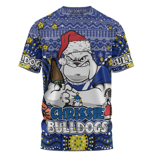 Canterbury-Bankstown Bulldogs Christmas Custom T-Shirt - Christmas Knit Patterns Vintage Jersey Ugly T-Shirt