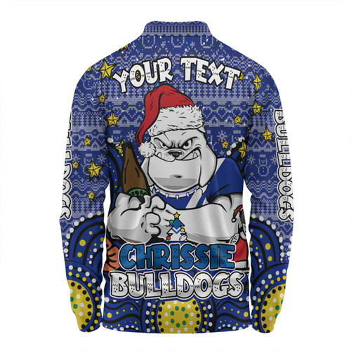 Canterbury-Bankstown Bulldogs Christmas Custom Long Sleeve Polo Shirt - Christmas Knit Patterns Vintage Jersey Ugly Long Sleeve Polo Shirt