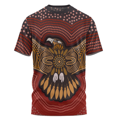 Australia Eagle Aboriginal T-shirt - Aboriginal Dot Art With Eagle Flying T-shirt