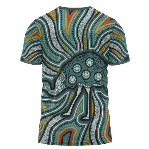 Australia Emu Aboriginal T-shirt - Emu Aboriginal Painting Green T-shirt Australia Emu Aboriginal T-shirt - Emu Aboriginal Painting Green T-shirt
