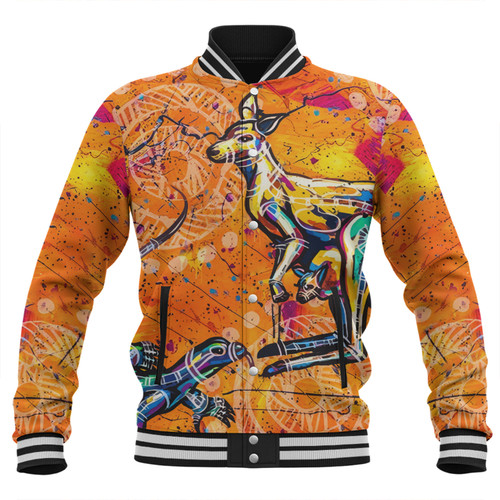 Australia Kangaroo Aboriginal Baseball Jacket - Australia Kangaroo And Goanna Baseball Jacket