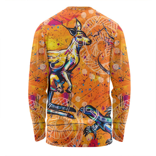 Australia Kangaroo Aboriginal Long Sleeve T-shirt - Australia Kangaroo And Goanna Long Sleeve T-shirt Australia Kangaroo Aboriginal Long Sleeve T-shirt - Australia Kangaroo And Goanna Long Sleeve T-shirt