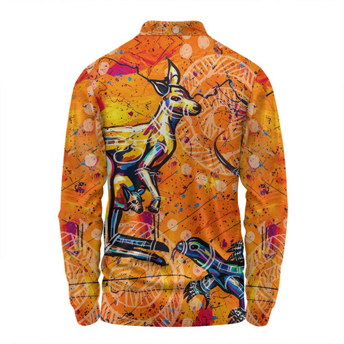 Australia Kangaroo Aboriginal Long Sleeve Polo Shirt - Australia Kangaroo And Goanna Long Sleeve Polo Shirt Australia Kangaroo Aboriginal Long Sleeve Polo Shirt - Australia Kangaroo And Goanna Long Sleeve Polo Shirt