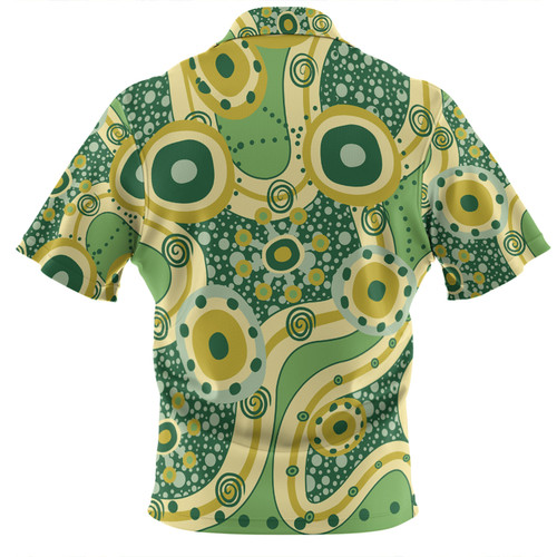 Australia Aboriginal Polo Shirt - Yellow Aboriginal Dot Art Inspired Polo Shirt