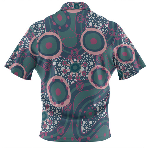 Australia Aboriginal Polo Shirt - Green Aboriginal Dot Art Inspired Polo Shirt Australia Aboriginal Polo Shirt - Green Aboriginal Dot Art Inspired Polo Shirt