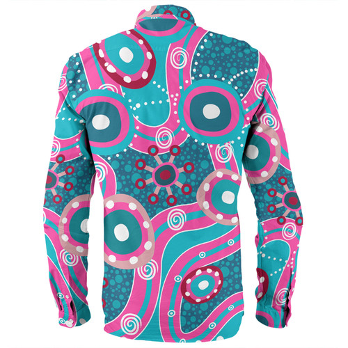 Australia Aboriginal Long Sleeve Shirt - Pink Aboriginal Dot Art Inspired Long Sleeve Shirt Australia Aboriginal Long Sleeve Shirt - Pink Aboriginal Dot Art Inspired Long Sleeve Shirt