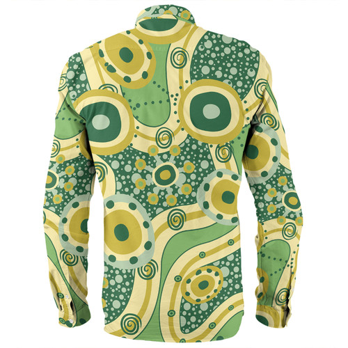 Australia Aboriginal Long Sleeve Shirt - Yellow Aboriginal Dot Art Inspired Long Sleeve Shirt Australia Aboriginal Long Sleeve Shirt - Yellow Aboriginal Dot Art Inspired Long Sleeve Shirt