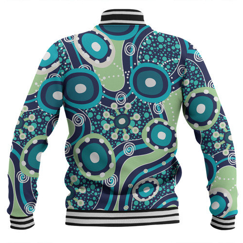 Australia Aboriginal Baseball Jacket - Blue Aboriginal Dot Art Inspired Baseball Jacket Australia Aboriginal Baseball Jacket - Blue Aboriginal Dot Art Inspired Baseball Jacket
