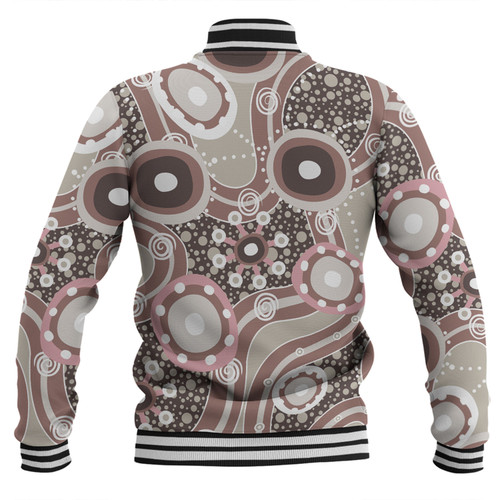 Australia Aboriginal Baseball Jacket - Brown Aboriginal Dot Art Inspired Baseball Jacket Australia Aboriginal Baseball Jacket - Brown Aboriginal Dot Art Inspired Baseball Jacket