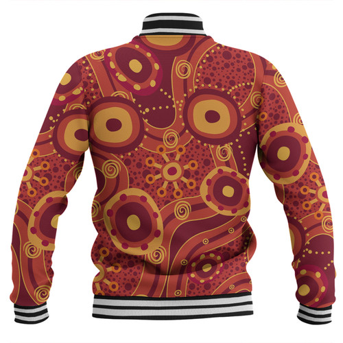 Australia Aboriginal Baseball Jacket - Red Aboriginal Dot Art Inspired Baseball Jacket Australia Aboriginal Baseball Jacket - Red Aboriginal Dot Art Inspired Baseball Jacket