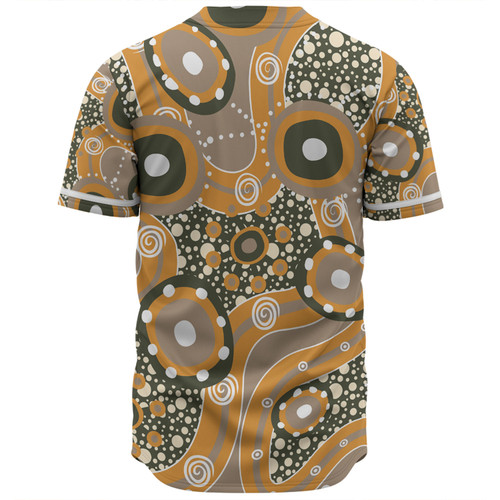 Australia Aboriginal Baseball Shirt - Orange Aboriginal Dot Art Inspired Baseball Shirt