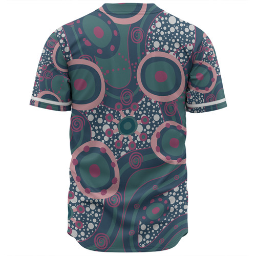 Australia Aboriginal Baseball Shirt - Green Aboriginal Dot Art Inspired Baseball Shirt Australia Aboriginal Baseball Shirt - Green Aboriginal Dot Art Inspired Baseball Shirt