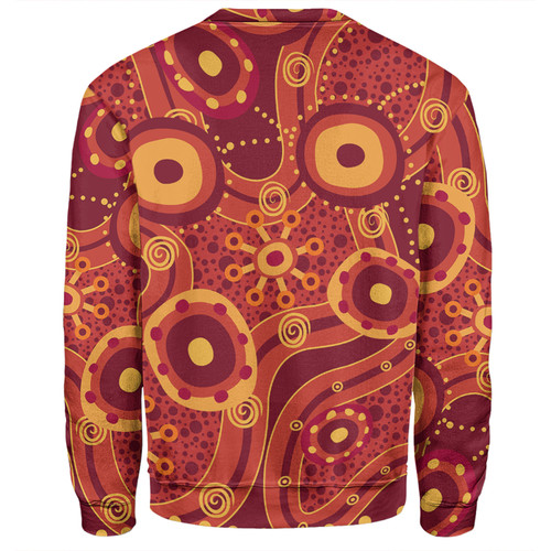 Australia Aboriginal Sweatshirt - Red Aboriginal Dot Art Inspired Sweatshirt Australia Aboriginal Sweatshirt - Red Aboriginal Dot Art Inspired Sweatshirt
