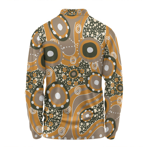 Australia Aboriginal Long Sleeve Polo Shirt - Orange Aboriginal Dot Art Inspired Long Sleeve Polo Shirt Australia Aboriginal Long Sleeve Polo Shirt - Orange Aboriginal Dot Art Inspired Long Sleeve Polo Shirt