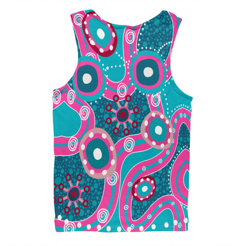 Australia Aboriginal Men Singlet - Pink Aboriginal Dot Art Inspired Men Singlet Australia Aboriginal Men Singlet - Pink Aboriginal Dot Art Inspired Men Singlet