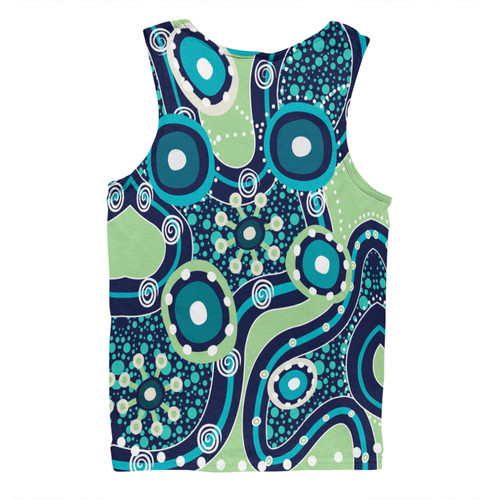 Australia Aboriginal Men Singlet - Blue Aboriginal Dot Art Inspired Men Singlet Australia Aboriginal Men Singlet - Blue Aboriginal Dot Art Inspired Men Singlet