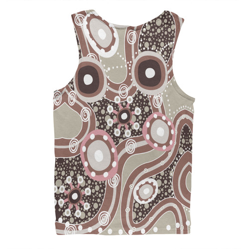 Australia Aboriginal Men Singlet - Brown Aboriginal Dot Art Inspired Men Singlet Australia Aboriginal Men Singlet - Brown Aboriginal Dot Art Inspired Men Singlet