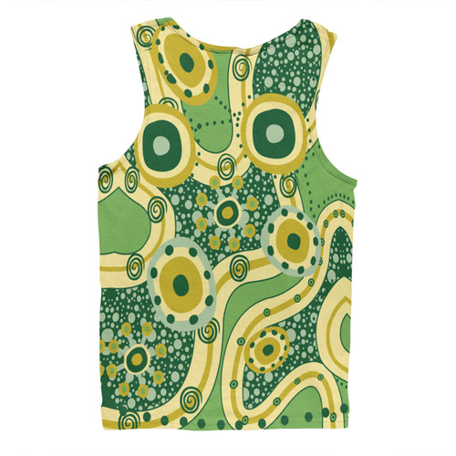 Australia Aboriginal Men Singlet - Yellow Aboriginal Dot Art Inspired Men Singlet Australia Aboriginal Men Singlet - Yellow Aboriginal Dot Art Inspired Men Singlet