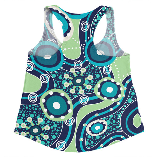 Australia Aboriginal Women Racerback Singlet - Blue Aboriginal Dot Art Inspired Women Racerback Singlet Australia Aboriginal Women Racerback Singlet - Blue Aboriginal Dot Art Inspired Women Racerback Singlet