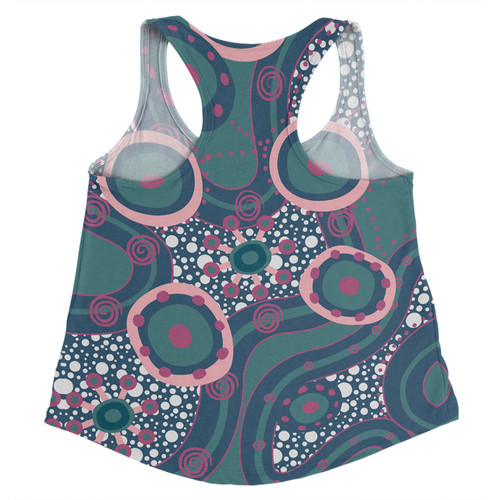 Australia Aboriginal Women Racerback Singlet - Green Aboriginal Dot Art Inspired Women Racerback Singlet Australia Aboriginal Women Racerback Singlet - Green Aboriginal Dot Art Inspired Women Racerback Singlet
