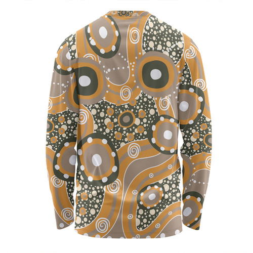 Australia Aboriginal Long Sleeve T-shirt - Orange Aboriginal Dot Art Inspired Long Sleeve T-shirt Australia Aboriginal Long Sleeve T-shirt - Orange Aboriginal Dot Art Inspired Long Sleeve T-shirt