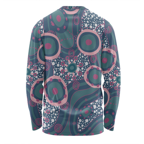 Australia Aboriginal Long Sleeve T-shirt - Green Aboriginal Dot Art Inspired Long Sleeve T-shirt Australia Aboriginal Long Sleeve T-shirt - Green Aboriginal Dot Art Inspired Long Sleeve T-shirt