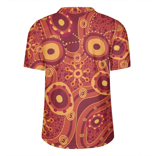 Australia Aboriginal Rugby Jersey - Red Aboriginal Dot Art Inspired Rugby Jersey Australia Aboriginal Rugby Jersey - Red Aboriginal Dot Art Inspired Rugby Jersey