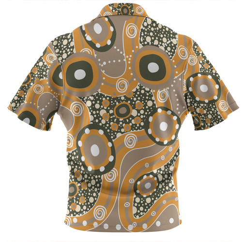 Australia Aboriginal Zip Polo Shirt - Orange Aboriginal Dot Art Inspired Zip Polo Shirt Australia Aboriginal Zip Polo Shirt - Orange Aboriginal Dot Art Inspired Zip Polo Shirt