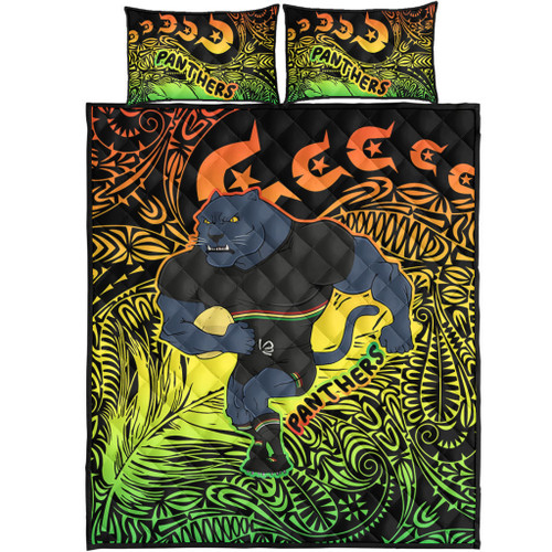 Penrith Panthers Torres Strait Islands Quilt Bed Set - Torres Strait Islanders Patterns with Penrith Panthers Quilt Bed Set