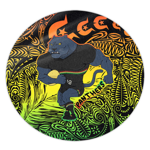 Penrith Panthers Torres Strait Islands Round Rug - Torres Strait Islanders Patterns with Penrith Panthers Round Rug Penrith Panthers Torres Strait Islands Round Rug - Torres Strait Islanders Patterns with Penrith Panthers Round Rug