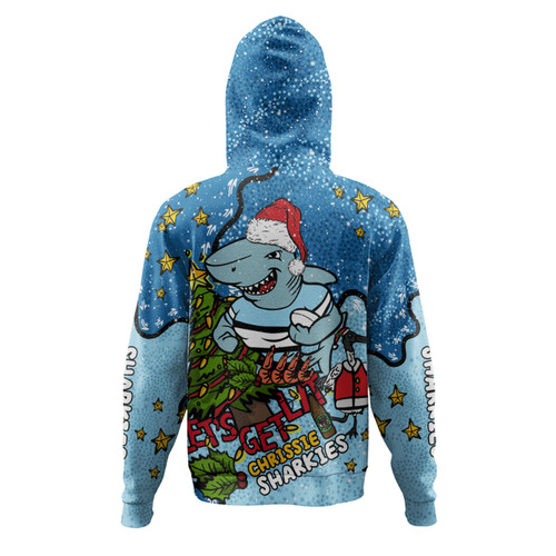 Cronulla-Sutherland Sharks Christmas Custom Hoodie - Let's Get Lit Chrisse Pressie Hoodie Cronulla-Sutherland Sharks Christmas Custom Hoodie - Let's Get Lit Chrisse Pressie Hoodie