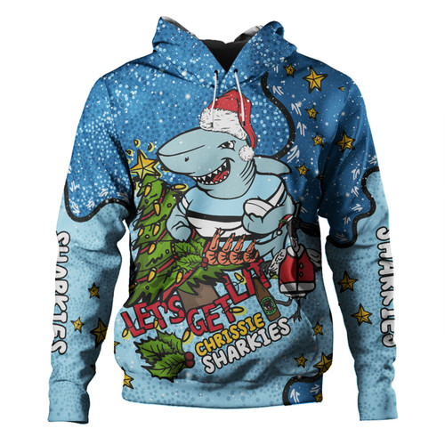 Cronulla-Sutherland Sharks Christmas Custom Hoodie - Let's Get Lit Chrisse Pressie Hoodie Cronulla-Sutherland Sharks Christmas Custom Hoodie - Let's Get Lit Chrisse Pressie Hoodie