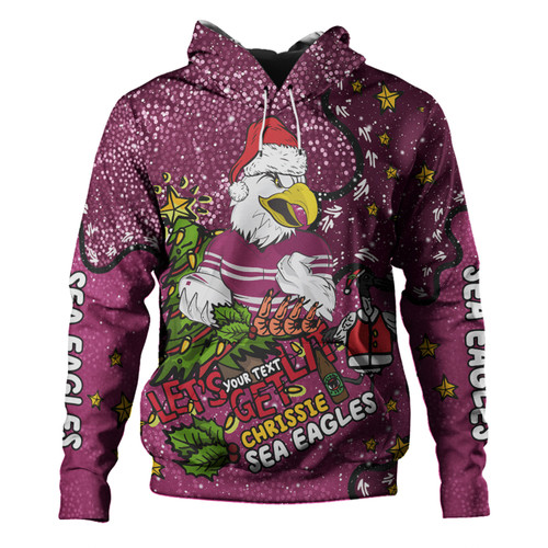 Manly Warringah Sea Eagles Christmas Custom Hoodie - Let's Get Lit Chrisse Pressie Hoodie