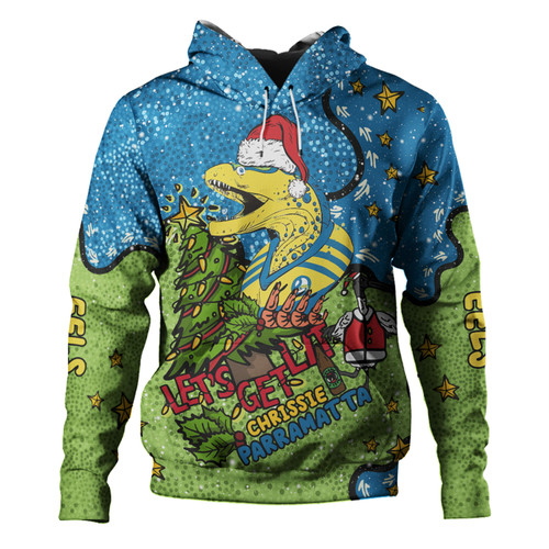 Parramatta Eels Christmas Custom Hoodie - Let's Get Lit Chrisse Pressie Hoodie