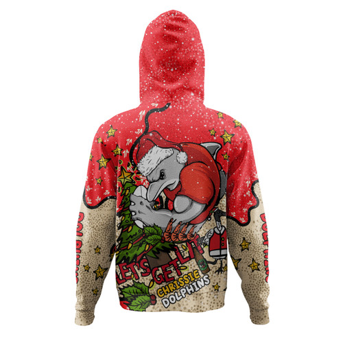 Redcliffe Dolphins Christmas Custom Hoodie - Let's Get Lit Chrisse Pressie Hoodie Redcliffe Dolphins Christmas Custom Hoodie - Let's Get Lit Chrisse Pressie Hoodie