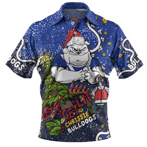 Canterbury-Bankstown Bulldogs Christmas Custom Polo Shirt - Let's Get Lit Chrisse Pressie Polo Shirt
