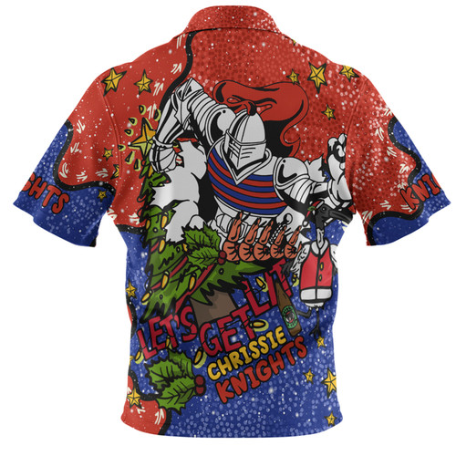 Newcastle Knights Christmas Custom Polo Shirt - Let's Get Lit Chrisse Pressie Polo Shirt Newcastle Knights Christmas Custom Polo Shirt - Let's Get Lit Chrisse Pressie Polo Shirt