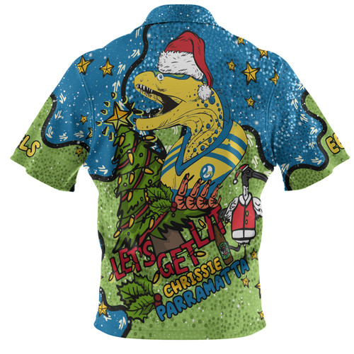 Parramatta Eels Christmas Custom Polo Shirt - Let's Get Lit Chrisse Pressie Polo Shirt Parramatta Eels Christmas Custom Polo Shirt - Let's Get Lit Chrisse Pressie Polo Shirt