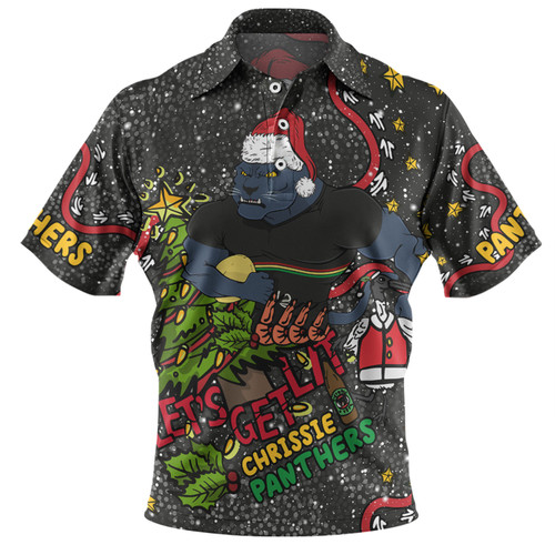 Penrith Panthers Christmas Custom Polo Shirt - Let's Get Lit Chrisse Pressie Polo Shirt